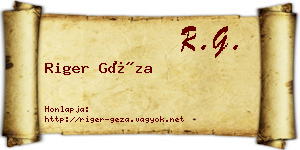 Riger Géza névjegykártya
